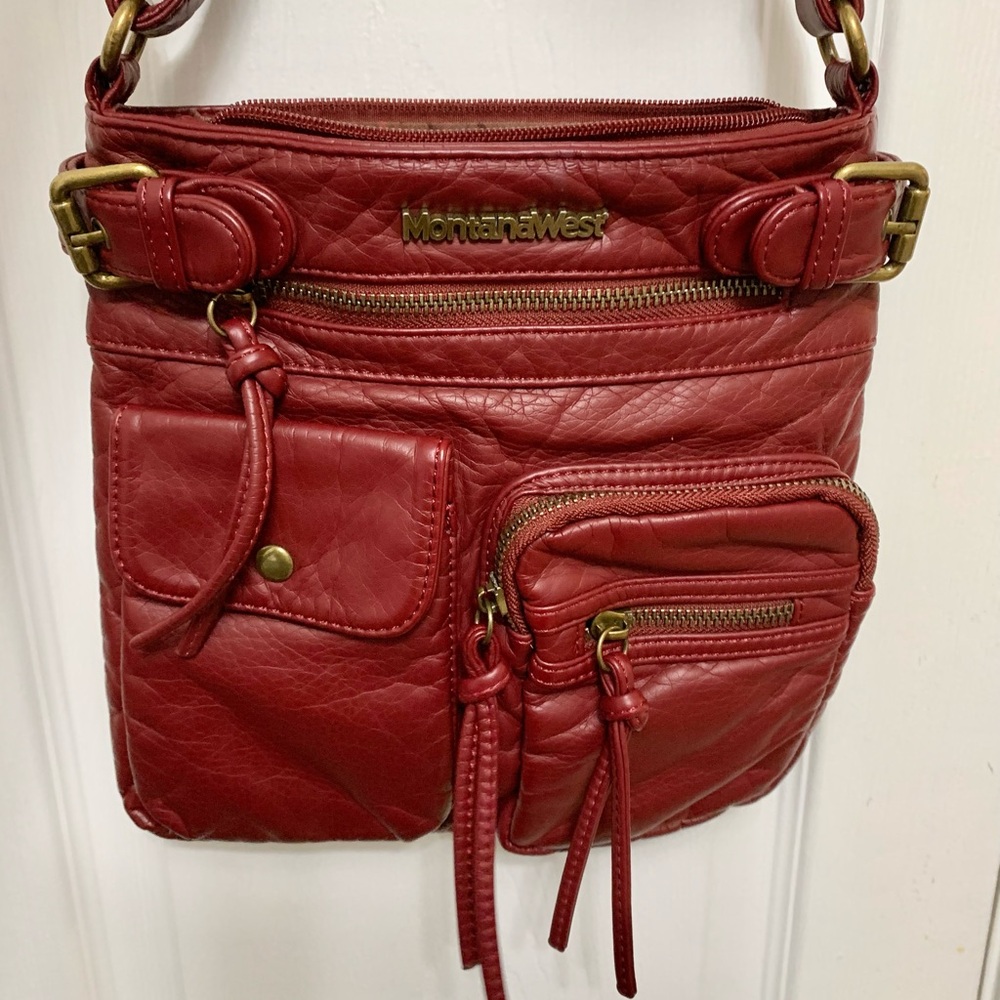Montana West Leather Crossbody Bag Deep Burgundy Red